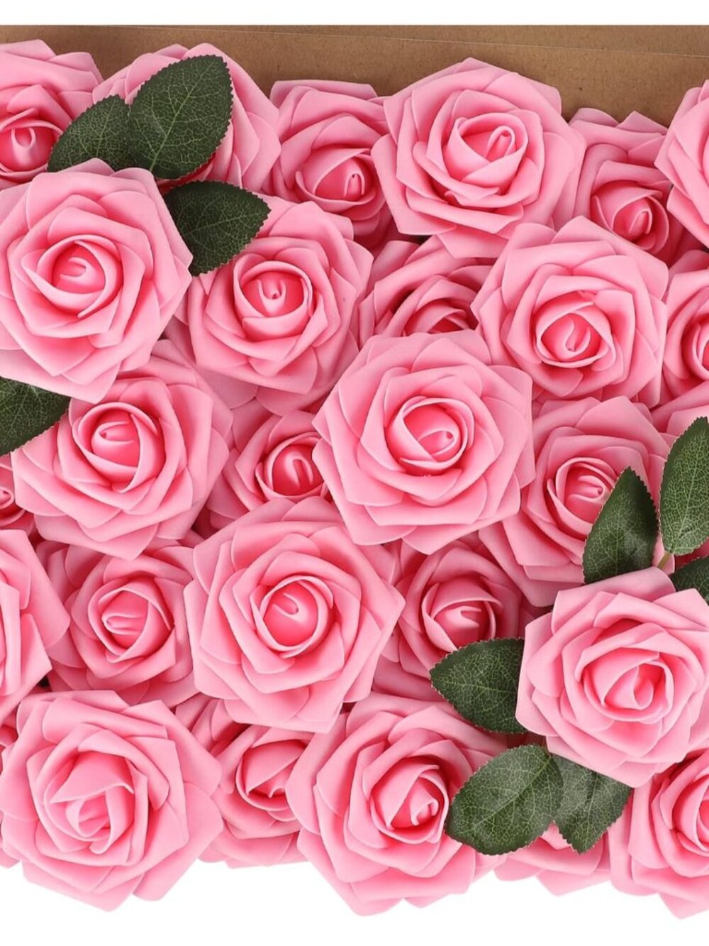 30PCS Pink Artificial Roses with Stems, Real Touch Foam Flowers